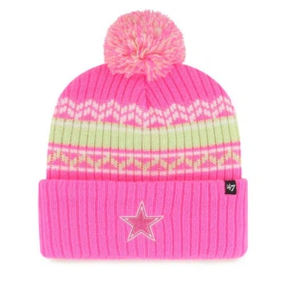 47 Brand Kids' Dallas Cowboys '47 Female Youth Nfl Girls Polar Vortex Cuffed Pom Knit In Pink