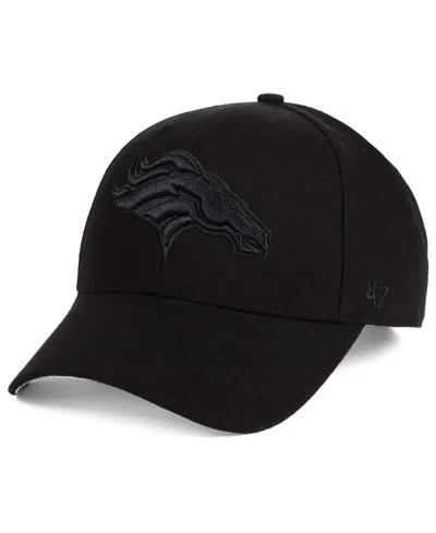 47 Brand Denver Broncos Black & Black Mvp Strapback Cap In Black,black