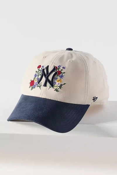 47 Brand Faux-suede Floral Baseball Cap In White