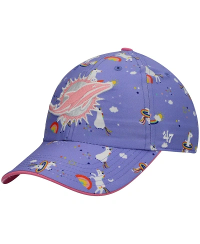 47 Brand Kids' Girls Preschool '47 Purple Miami Dolphins Logo Unicorn Clean Up Adjustable Hat