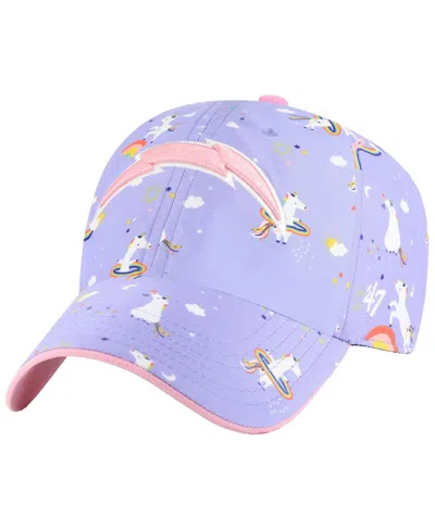 47 Brand Kids' Girls Preschool Lavender Los Angeles Chargers Unicorn Clean Up Adjustable Hat In Purple