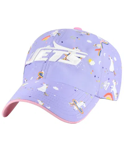 47 Brand Kids' Girls Preschool Lavender New York Jets Unicorn Clean Up Adjustable Hat In Purple