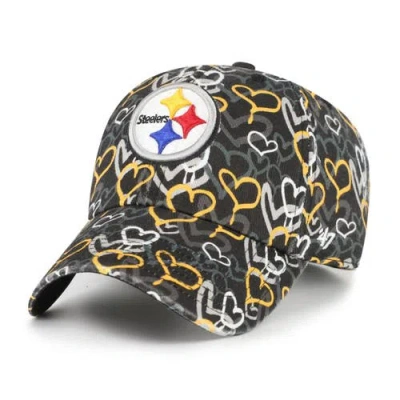 47 Brand Kids' Girls Toddler '47 Black Pittsburgh Steelers Mural Clean Up Adjustable Hat In Multi