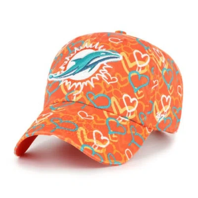 47 Brand Kids' Girls Toddler '47 Orange Miami Dolphins Mural Clean Up Adjustable Hat In Multi