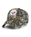 47 Brand Girls Toddler Black Pittsburgh Steelers Mural Clean Up Adjustable Hat In Multi