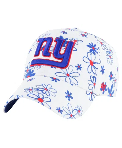 47 Brand Kids' Girls Toddler White New York Giants Daisy Delight Clean Up Adjustable Hat In Blue
