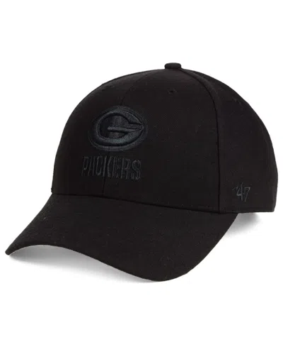 47 Brand Green Bay Packers Black & Black Mvp Strapback Cap In Black,black
