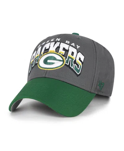 47 Brand Green Bay Packers Split Block Mvp Structured Adjustable Baseball Cap In Charcoal