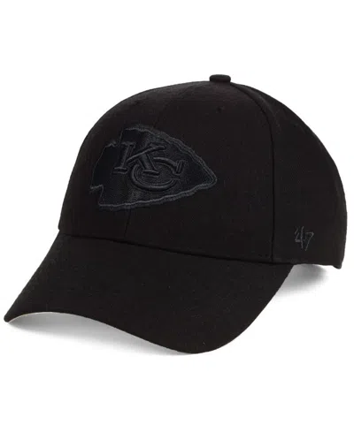 47 Brand Kansas City Chiefs Black & Black Mvp Strapback Cap In Black,black