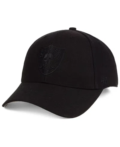47 Brand Las Vegas Raiders Black & Black Mvp Strapback Cap In Black,black
