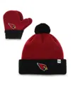 47 Brand Little Girls And Boys ' Cardinal, Black Arizona Cardinals Bam Bam Cuffed Knit Hat With Pom A In Cardinal,black