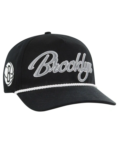 47 Brand Men's ' Black Brooklyn Nets Overhand Logo Hitch Adjustable Hat