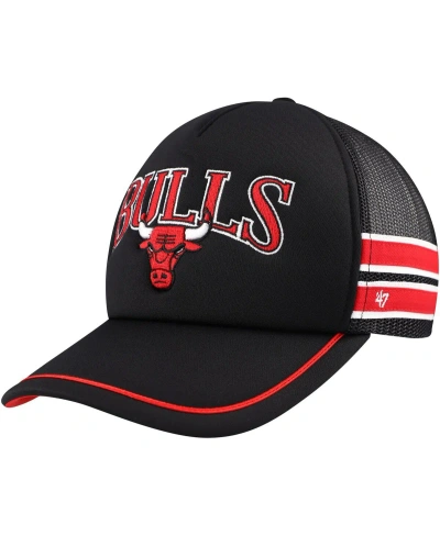 47 Brand Men's ' Black Chicago Bulls Sidebrand Stripes Trucker Adjustable Hat