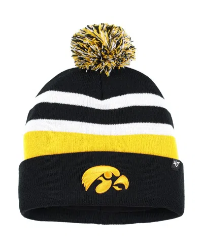 47 Brand Men's ' Black Iowa Hawkeyes State Line Cuffed Knit Hat With Pom