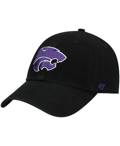 47 Brand Men's ' Black Kansas State Wildcats Vintage-like Clean Up Adjustable Hat
