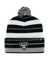 47 Brand Men's ' Black Las Vegas Raiders Powerline Cuffed Knit Hat With Pom In Black