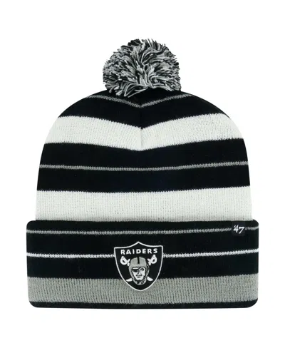 47 Brand Men's ' Black Las Vegas Raiders Powerline Cuffed Knit Hat With Pom