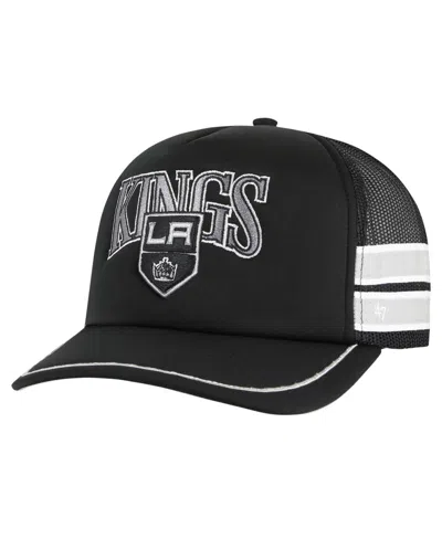 47 Brand Men's ' Black Los Angeles Kings Sideband Stripes Trucker Snapback Hat