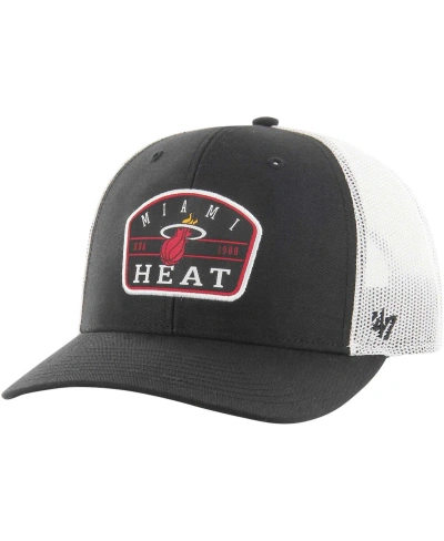 47 Brand Men's ' Black Miami Heat Semi Patch Trucker Adjustable Hat