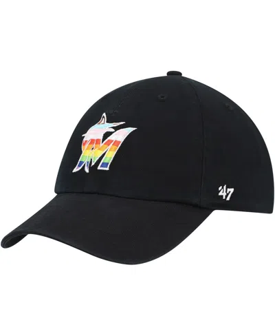 47 Brand Men's ' Black Miami Marlins Team Pride Clean Up Adjustable Hat