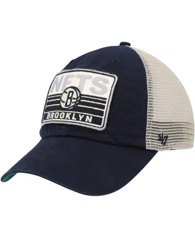 47 Brand Men's ' Black, Natural Brooklyn Nets Four Stroke Clean Up Snapback Hat In Black,natural