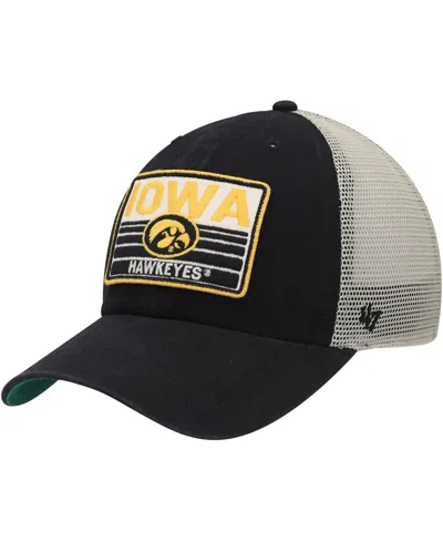 47 Brand Men's ' Black, Natural Iowa Hawkeyes Four Stroke Clean Up Trucker Snapback Hat In Black,natural