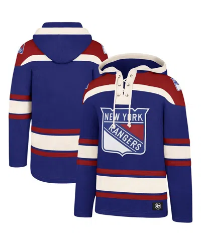 47 BRAND MEN'S '47 BRAND BLUE NEW YORK RANGERS SUPERIOR LACER PULLOVER HOODIE