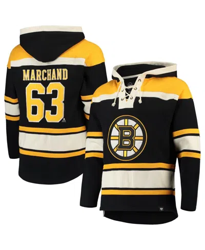 47 Brand Men's ' Brad Marchand Black Boston Bruins Player Lacer Pullover Hoodie