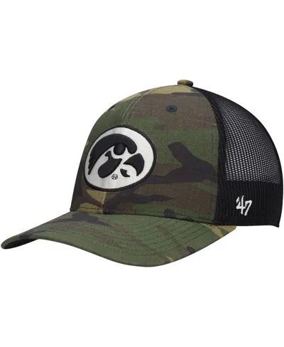 47 Brand Men's ' Camo, Black Iowa Hawkeyes Team Logo Trucker Snapback Hat In Camo,black