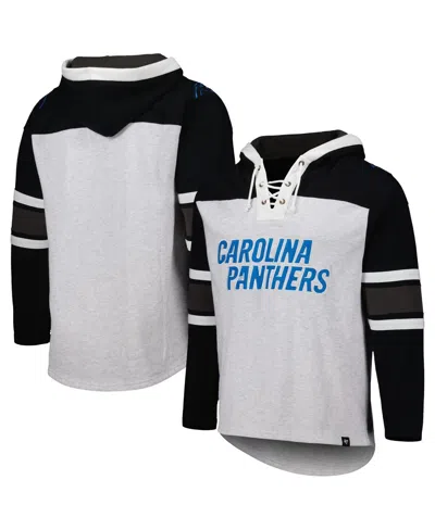 47 Brand Men's ' Carolina Panthers Heather Gray Gridiron Lace-up Pullover Hoodie