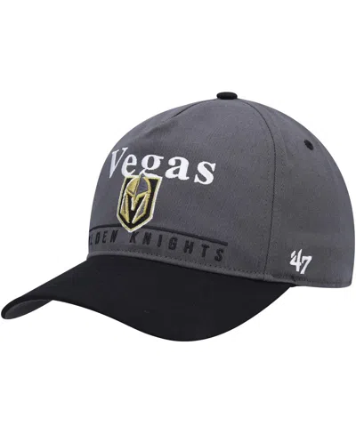 47 Brand Men's ' Charcoal, Black Vegas Golden Knights Super Hitch Adjustable Snapback Hat In Charcoal,black