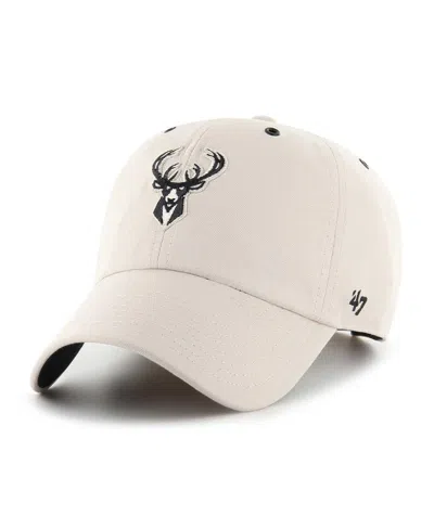 47 Brand Men's ' Cream Milwaukee Bucks Lunar Clean Up Adjustable Hat