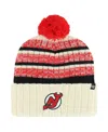 47 Brand Men's ' Cream New Jersey Devils Tavern Cuffed Knit Hat With Pom In Multi
