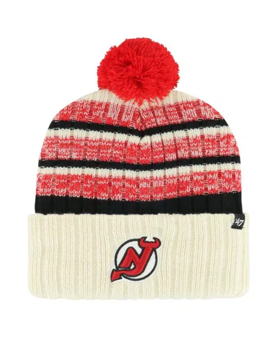 47 Brand Men's ' Cream New Jersey Devils Tavern Cuffed Knit Hat With Pom In Multi
