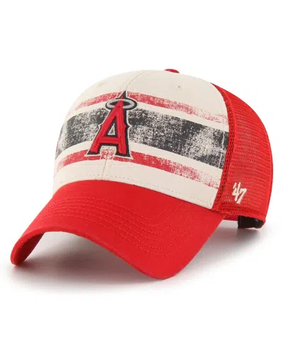 47 Brand Men's ' Cream, Red Los Angeles Angels Breakout Mvp Trucker Adjustable Hat In Cream,red