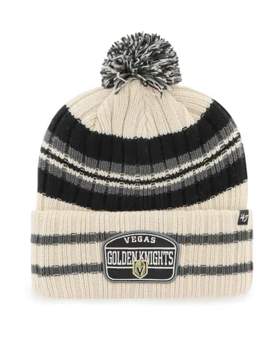 47 Brand Men's ' Cream Vegas Golden Knights Hone Patch Cuffed Knit Hat With Pom