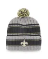 47 Brand Men's ' Graphite, Black New Orleans Saints Rexford Cuffed Knit Hat With Pom In Graphite,black