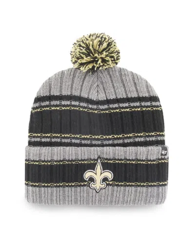 47 Brand Men's ' Graphite, Black New Orleans Saints Rexford Cuffed Knit Hat With Pom In Graphite,black