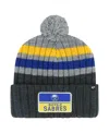 47 Brand Men's ' Gray Buffalo Sabres Stack Patch Cuffed Knit Hat With Pom In Gray