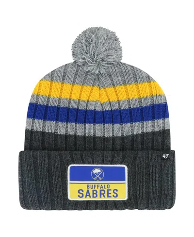 47 Brand Men's ' Gray Buffalo Sabres Stack Patch Cuffed Knit Hat With Pom