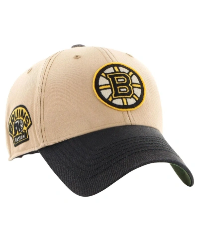47 Brand Men's ' Khaki, Black Distressed Boston Bruins Dusted Sedgwick Mvp Adjustable Hat In Khaki,black