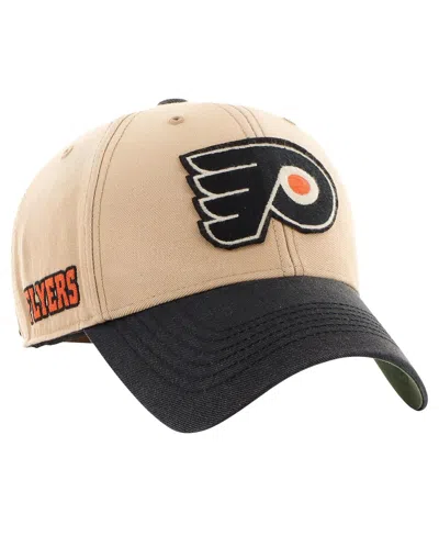 47 Brand Men's ' Khaki, Black Distressed Philadelphia Flyers Dusted Sedgwick Mvp Adjustable Hat In Khaki,black