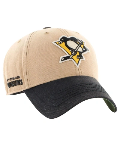 47 Brand Men's ' Khaki, Black Distressed Pittsburgh Penguins Dusted Sedgwick Mvp Adjustable Hat In Khaki,black