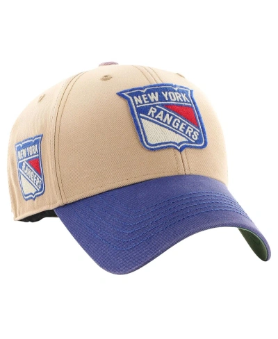 47 Brand Men's ' Khaki, Blue Distressed New York Rangers Dusted Sedgwick Mvp Adjustable Hat In Khaki,blue