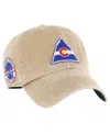 47 BRAND MEN'S '47 BRAND KHAKI DISTRESSED CO ROCKIES VINTAGE-LIKE HOCKEY EARLDOR CLEAN UP ADJUSTABLE HAT