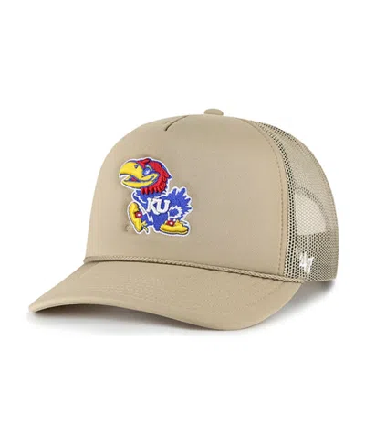 47 Brand Men's ' Khaki Kansas Jayhawks Foam Front Mesh Trucker Snapback Hat