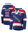 47 Brand Men's Alexis Lafreniere Blue New York Rangers Player Name And Number Lacer Pullover Hoodie In Blue