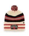 47 Brand Men's ' Natural Nebraska Huskers Hone Patch Cuffed Knit Hat With Pom In Natural