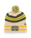 47 Brand Men's ' Natural Oakland Athletics Home Patch Cuffed Knit Hat With Pom In Natural