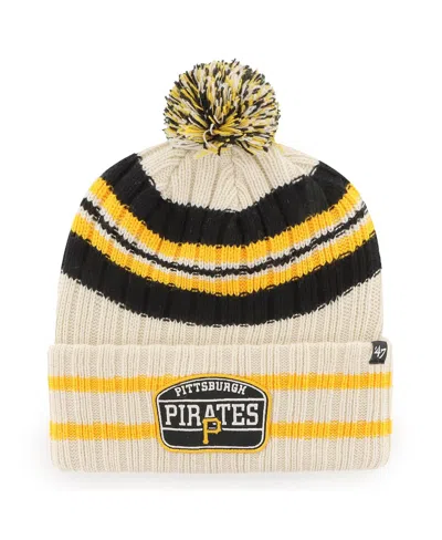 47 Brand Men's ' Natural Pittsburgh Pirates Home Patch Cuffed Knit Hat With Pom
